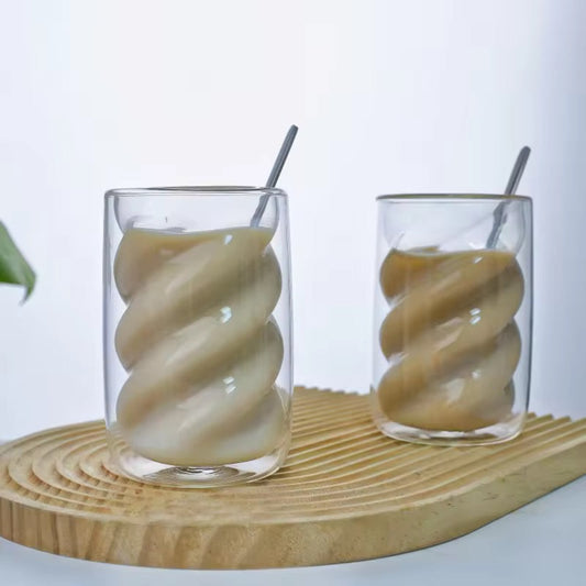 Vyraa Twisty Double-Wall Coffee Glass